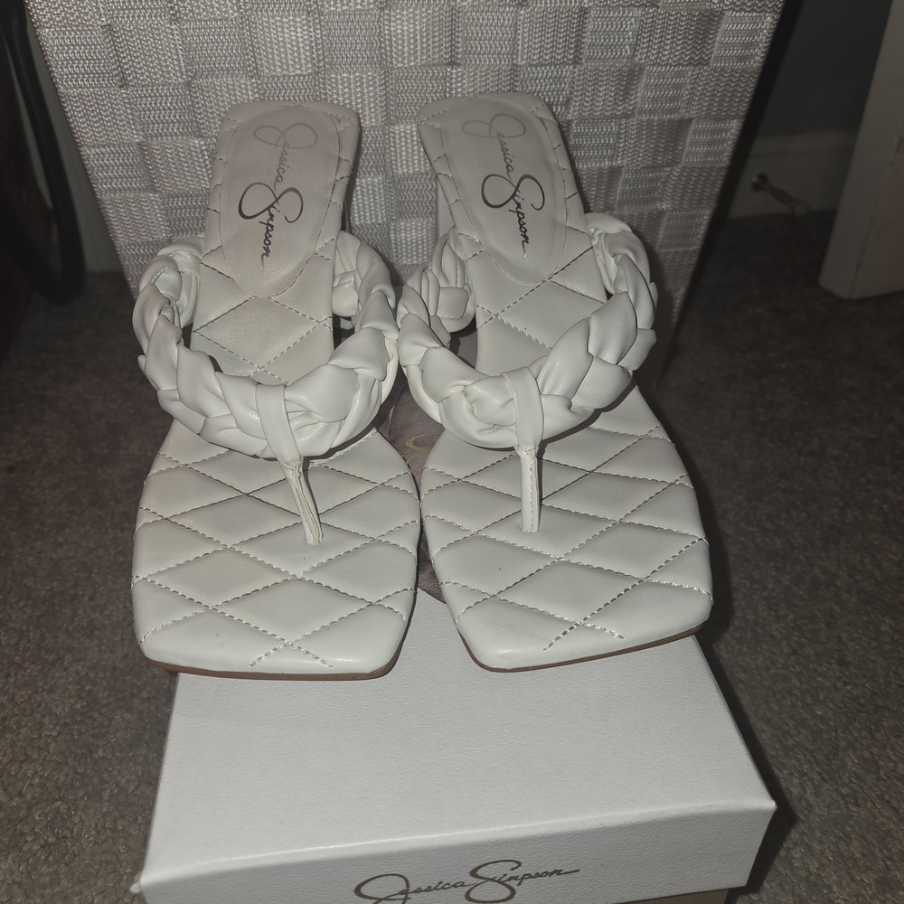 Jessica Simpson Bright White Heeled Sandals